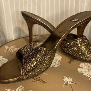 Gold shimmer Stuart Weizman heels
